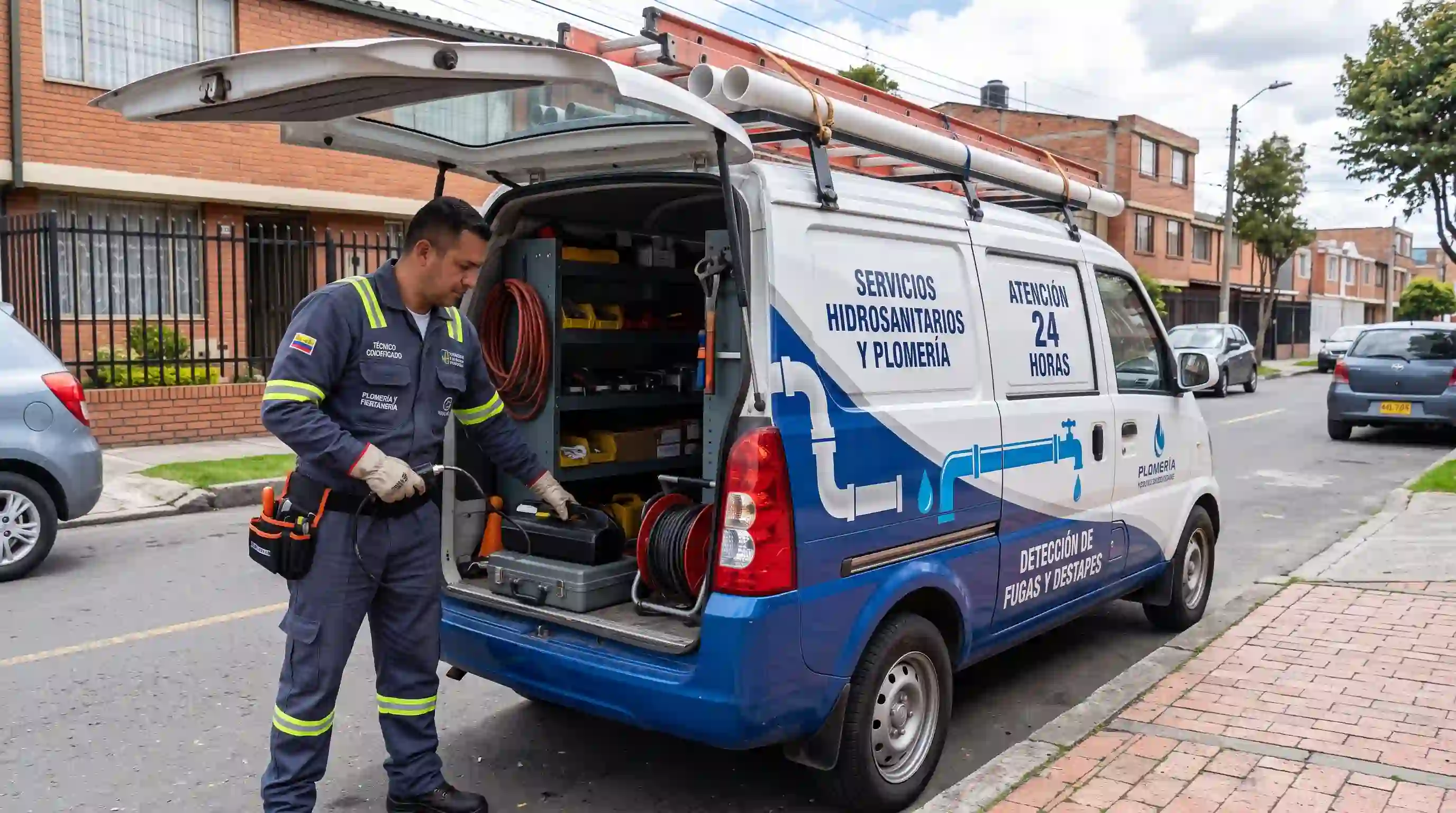 Vehículo de servicio técnico y plomero equipado en barrio Modelia Fontibón