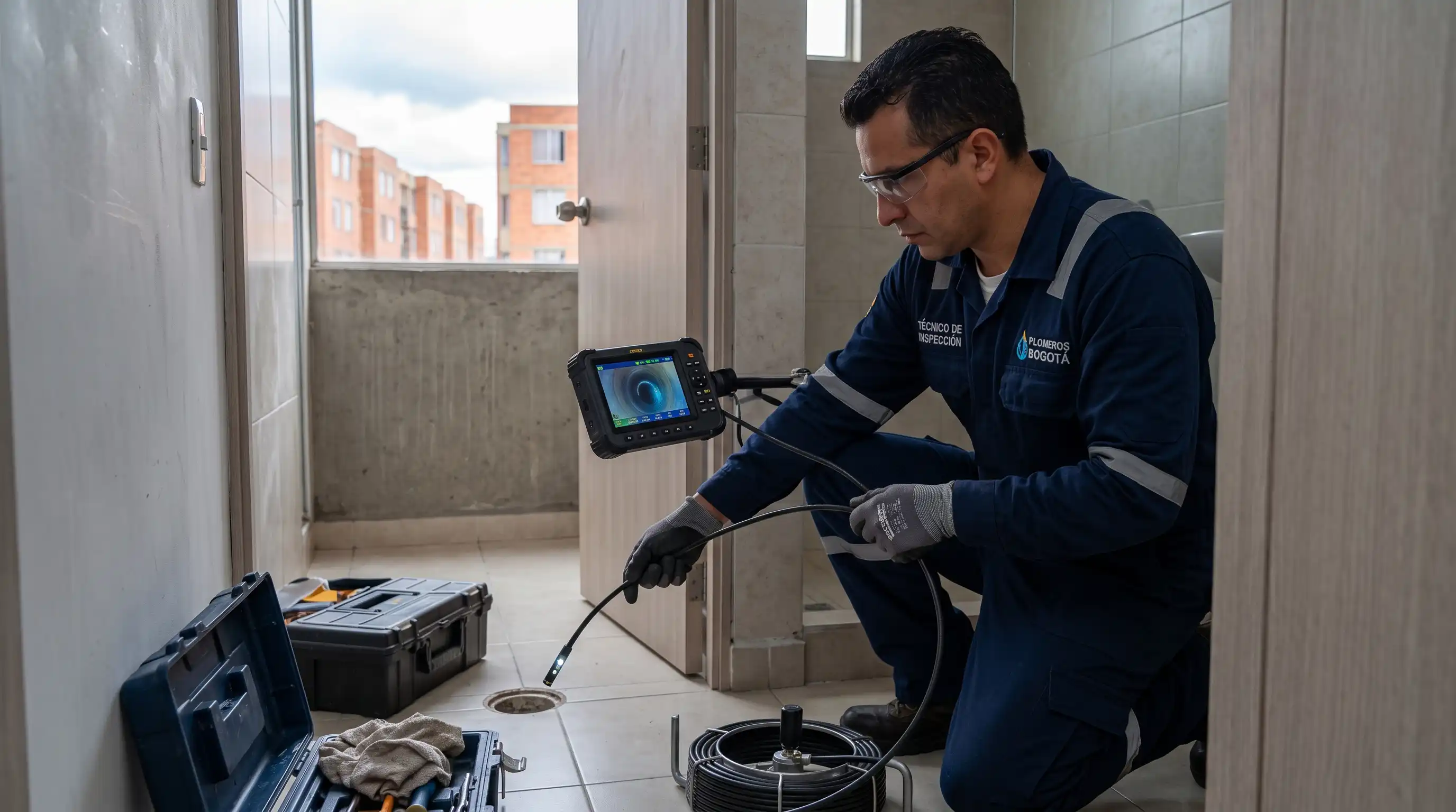 Inspección de tubería sanitaria con cámara endoscópica en conjunto cerrado de Kennedy