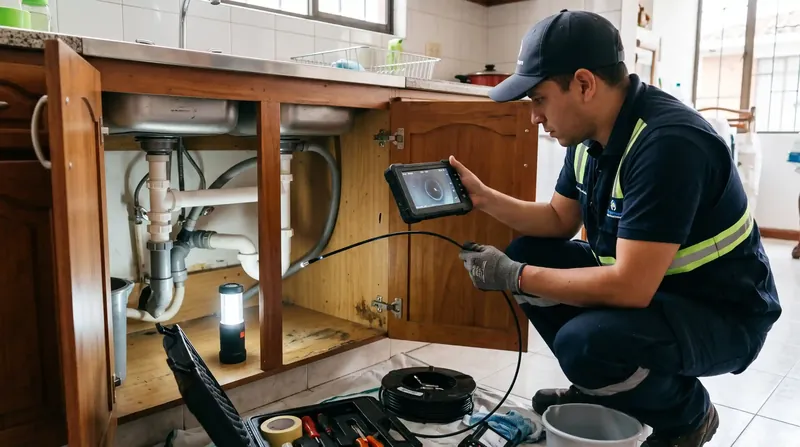 Protocolo de cuatro pasos para reparación de lavaplatos en Bogotá Proceso de diagnóstico e inspección técnica de tuberías de cocina en Bogotá